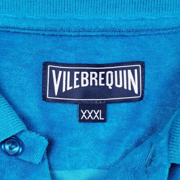 Vilebrequin Terry Cloth Polo Shirt Men Blue Short Sleeve Stretch Beach Boat XXXL - Picture 8 of 12